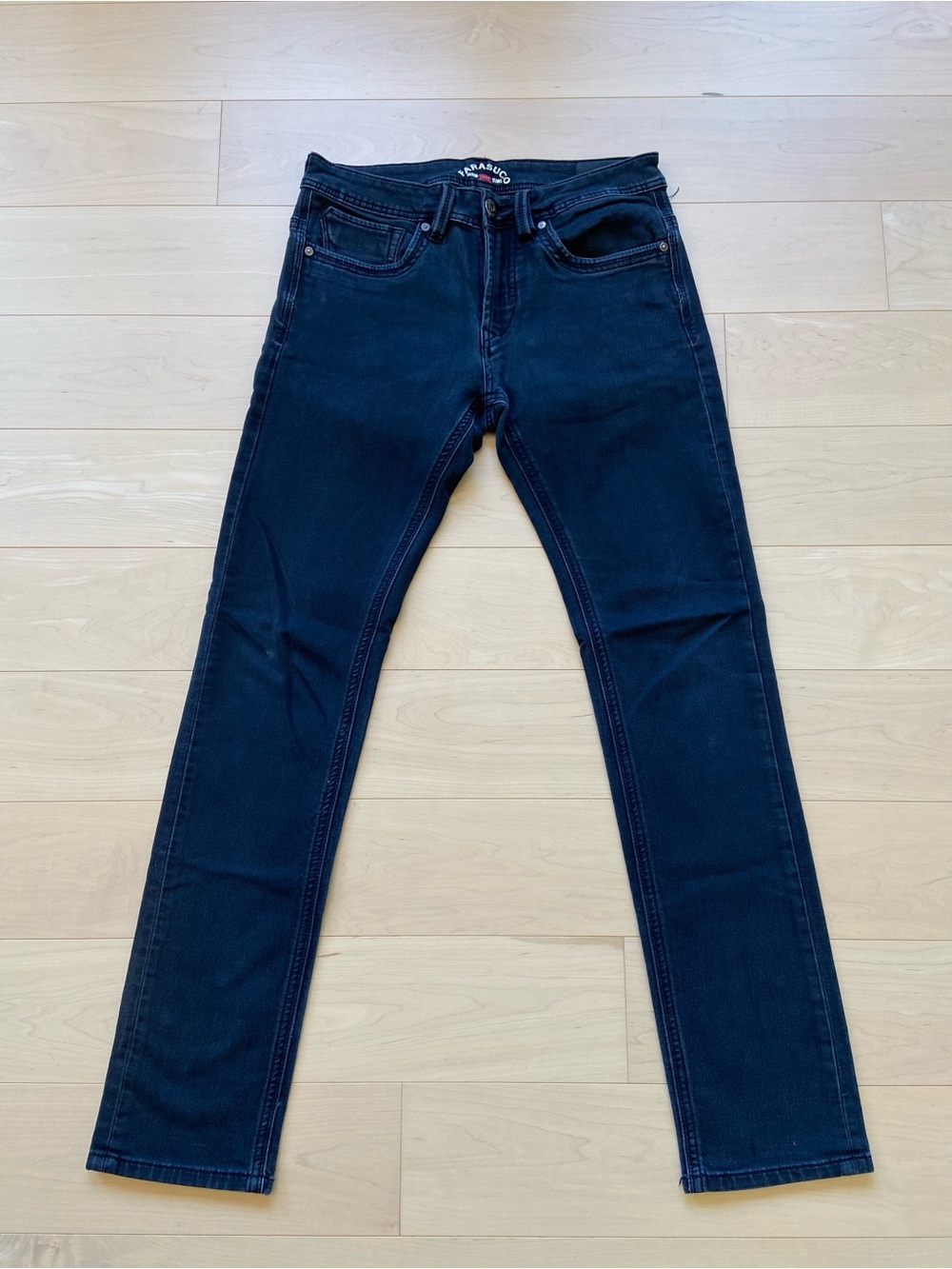 Parasuco Mens Dark Wash Stretch Denim Jeans 29 Straight Leg 5 Pocket Blue cool